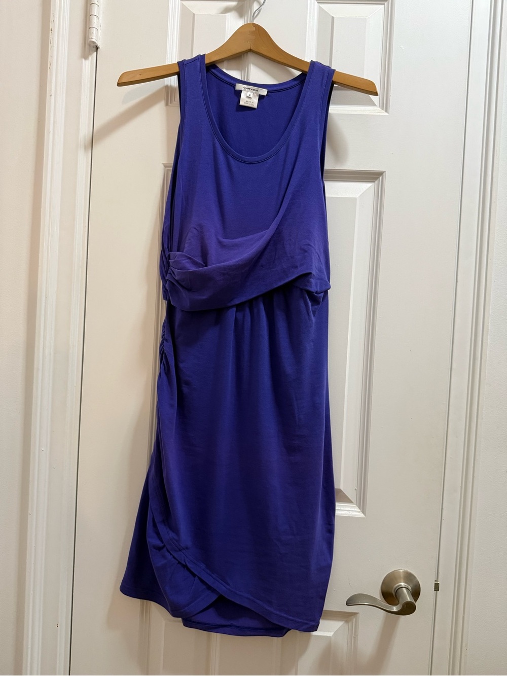 Carven Royal Purple Sleeveless drape detailing Dress
